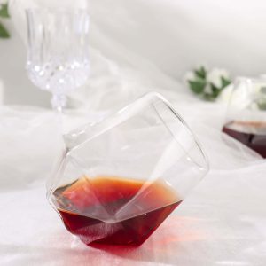 12-Pack Clear Plastic Diamond Shaped Whiskey Cups 12oz, Shatterproof Stemless Wine Glasses - Reusable Tumblers